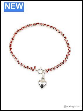 925 Sterling Silver Red String Bracelet Blessing Judaica 7 Inch
